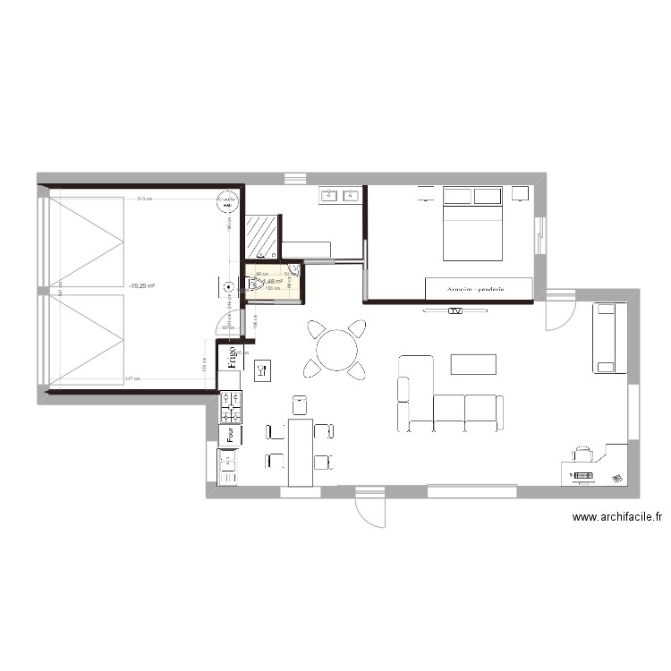 plan maison. Plan de 2 pièces et 28 m2