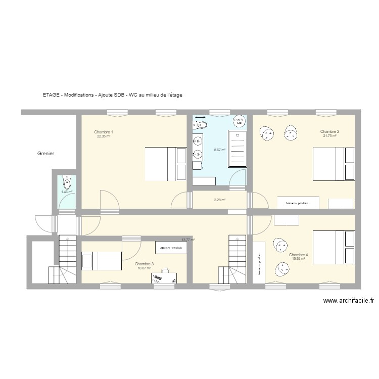 Lindageff étage modif 2. Plan de 0 pièce et 0 m2