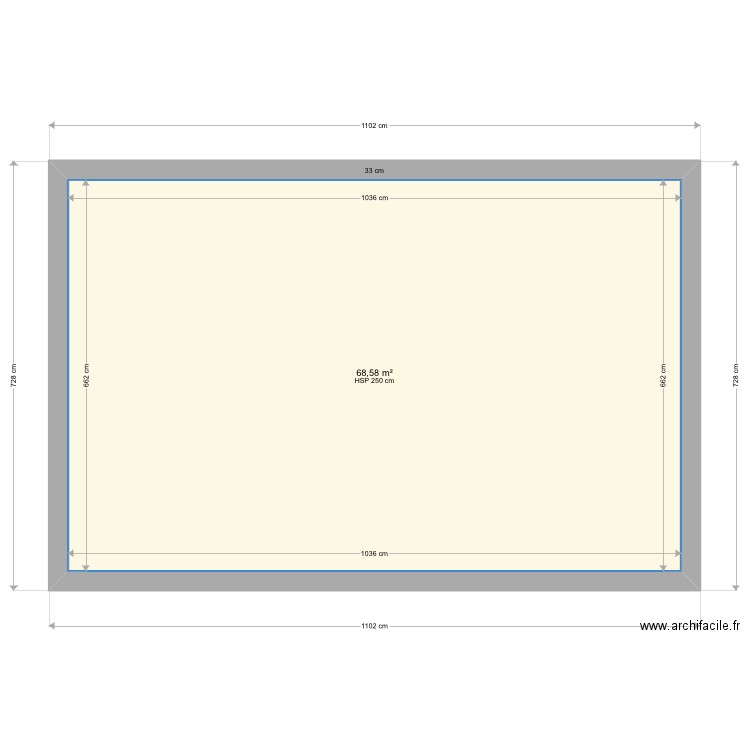 Foucras. Plan de 1 pièce et 69 m2