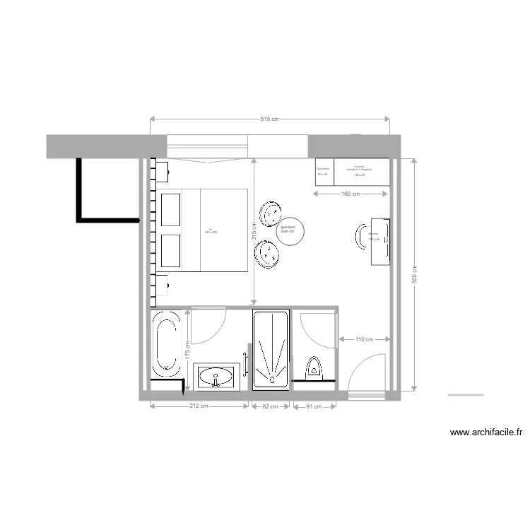 RDC        CHAMBRE 14. Plan de 