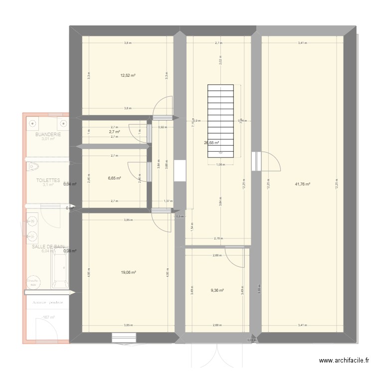 Maison étage aménagement. Plan de 23 pièces et 238 m2