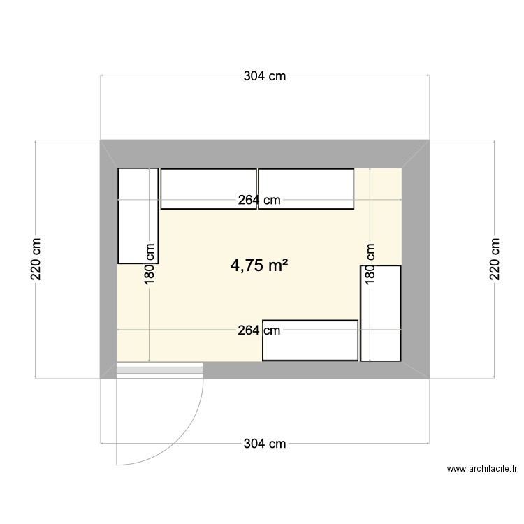 Cave Méditerranée. Plan de 1 pièce et 5 m2