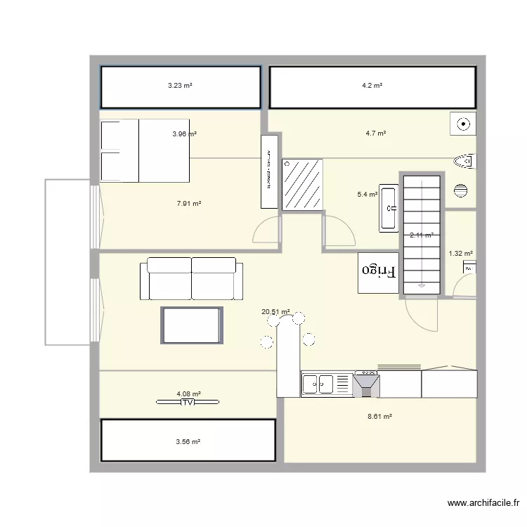 appartement duplex. Plan de 