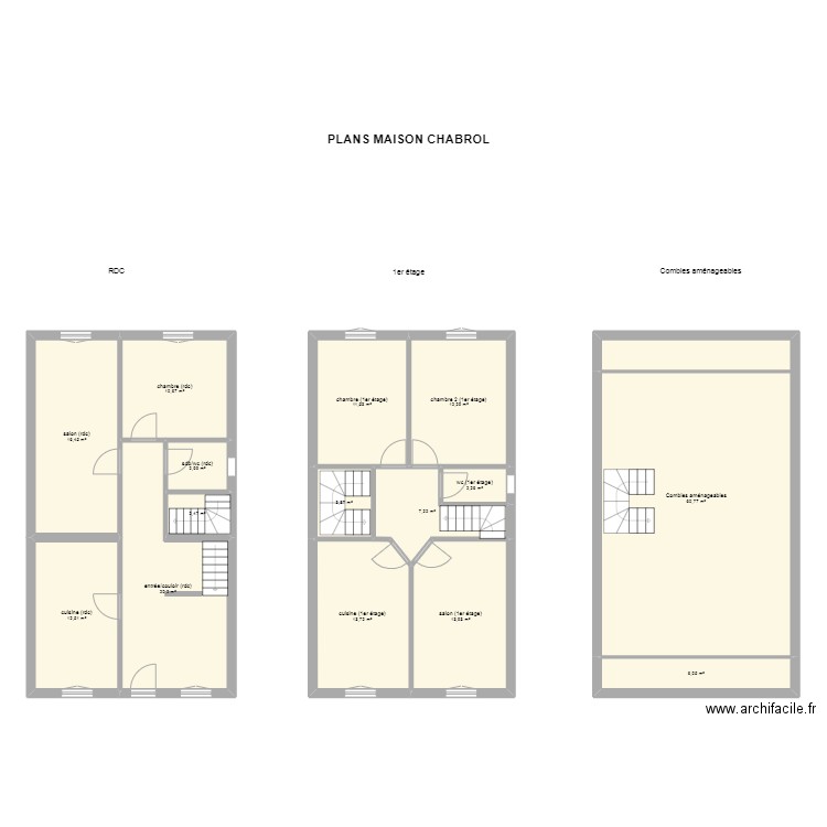 Plan maison Chabrol (initial). Plan de 15 pièces et 197 m2