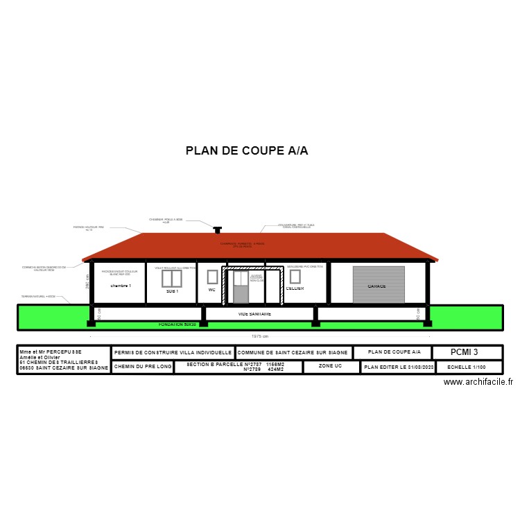PCMI 3 PRE LONG. Plan de 0 pièce et 0 m2