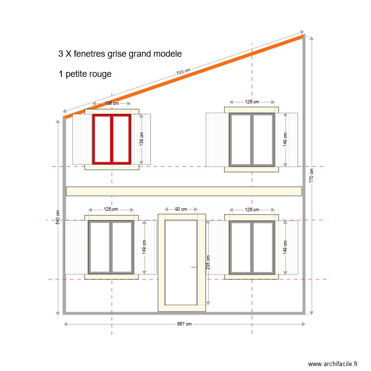 Facade OUEST BATIMENT vrai dimension 01 2022. Plan de 1 pièce et 42 m2