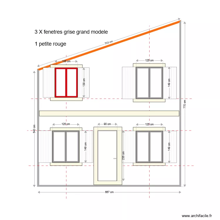 Facade OUEST BATIMENT vrai dimension 01 2022. Plan de 