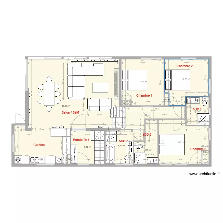 OPI Salon et Chambres version cible v3. Plan de 