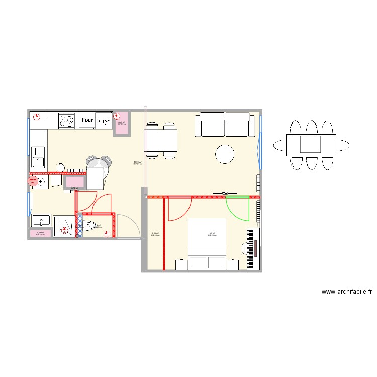 Saint-François_V Bis Meublé 5_Variante_20220912. Plan de 8 pièces et 42 m2