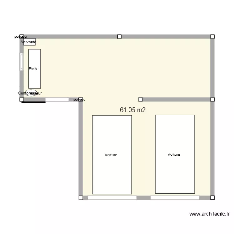 Garage double et atelier. Plan de 