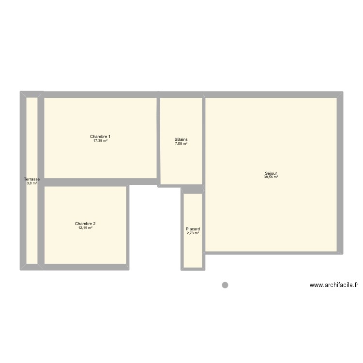 chambre. Plan de 6 pièces et 82 m2