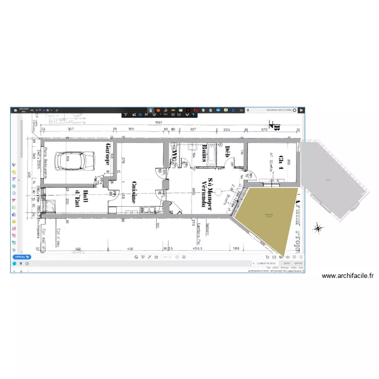 Maison Les Sables extension brut. Plan de 