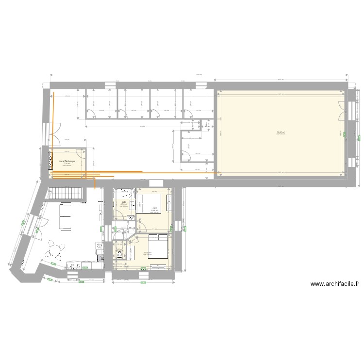 SOUS SOL. Plan de 6 pièces et 106 m2