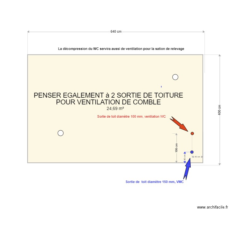 PLAN TOITURE ANEXE. Plan de 1 pièce et 25 m2