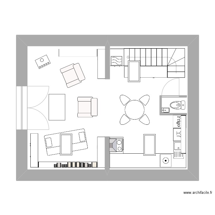 N2 grange 95 base. Plan de 1 pièce et 42 m2