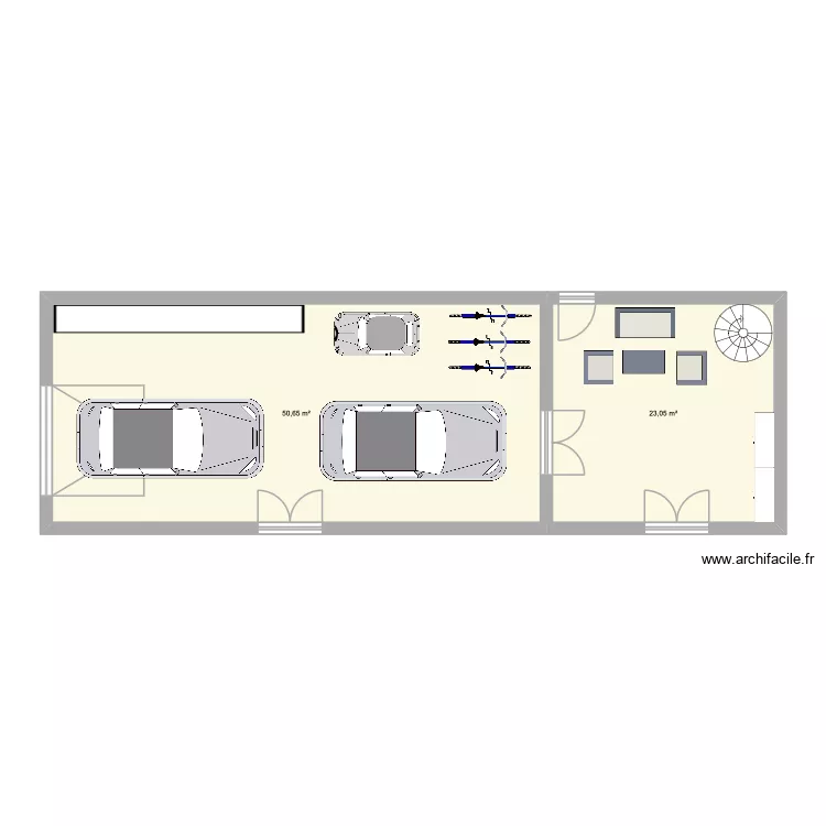 Gite am&eacute;nagement sous sol. Plan de 2  et 74 m²