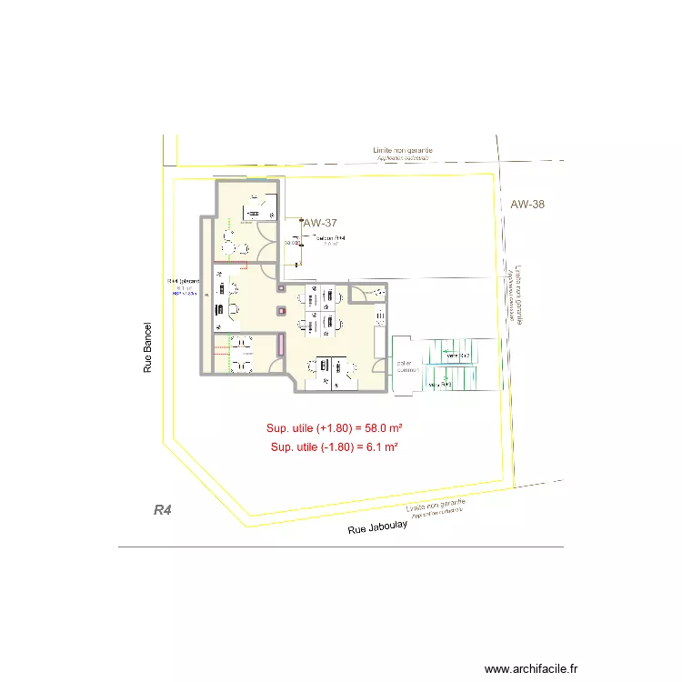 Projet 4&egrave;me &eacute;tage - Sanitaires. Plan de 