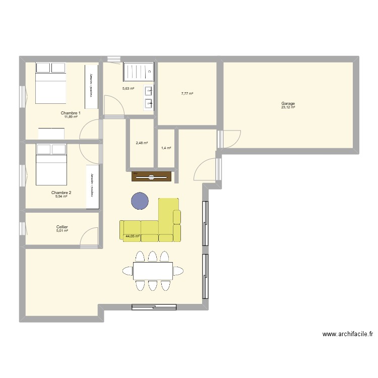 projet 2. Plan de 9 pièces et 111 m2