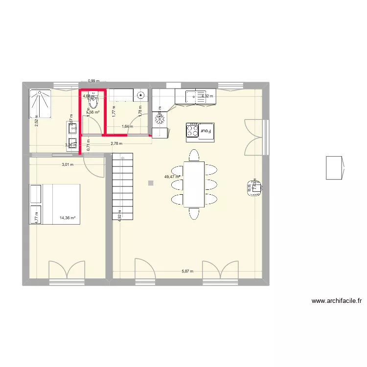 cyril existant 2. Plan de 3  et 65 m²