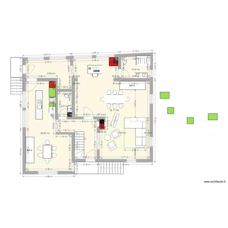 Transformation 1 rdc . Plan de 