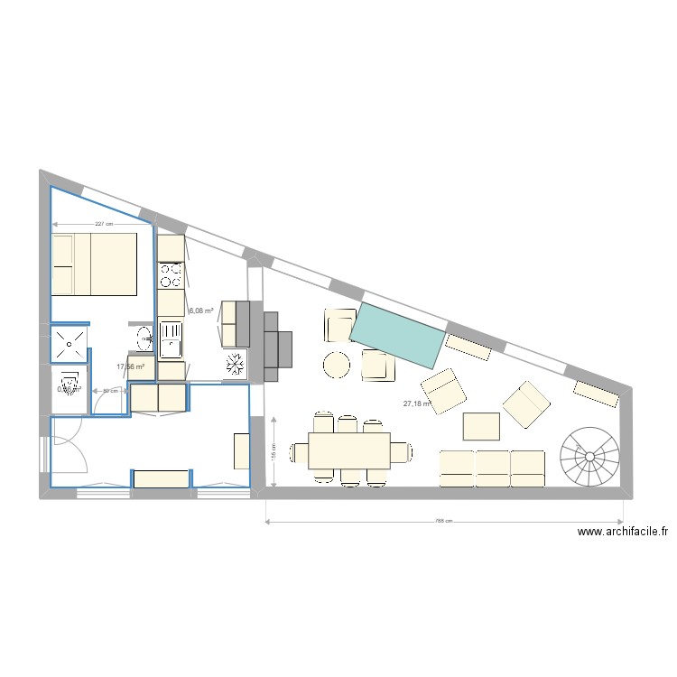 DUNKERQUE . Plan de 4 pièces et 52 m2