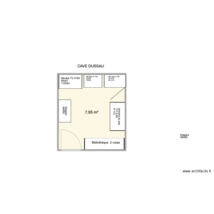 Cave Biblioth.. Plan de 1 pièce et 8 m2