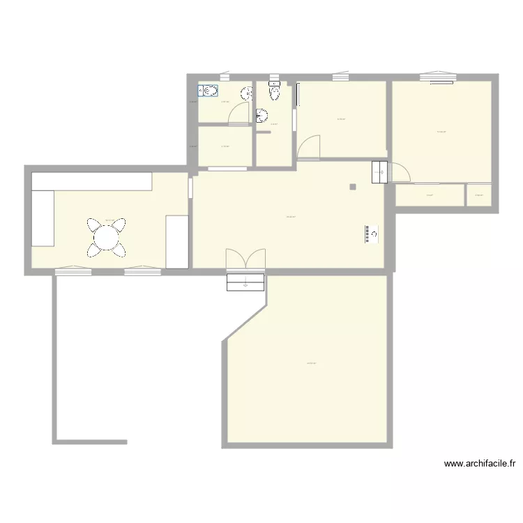 Laigle dargent sans meuble pour Pagua. Plan de 