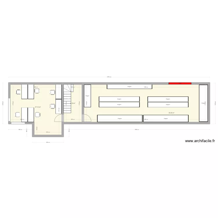 &Eacute;tage atelier bureaux 160x70. Plan de 