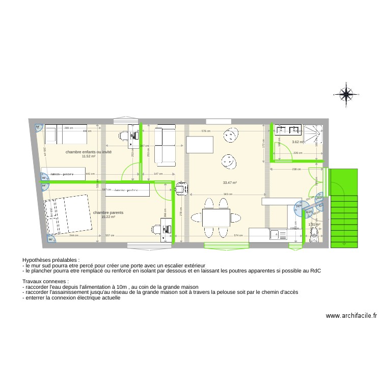 Platane Maison verte Etage futur v1. Plan de 0 pièce et 0 m2