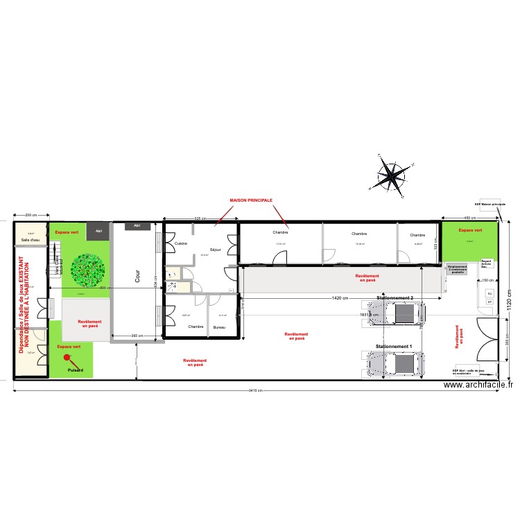 MASSE EXISTANT JULES FERRY 05 2022 . Plan de 11 pièces et 105 m2