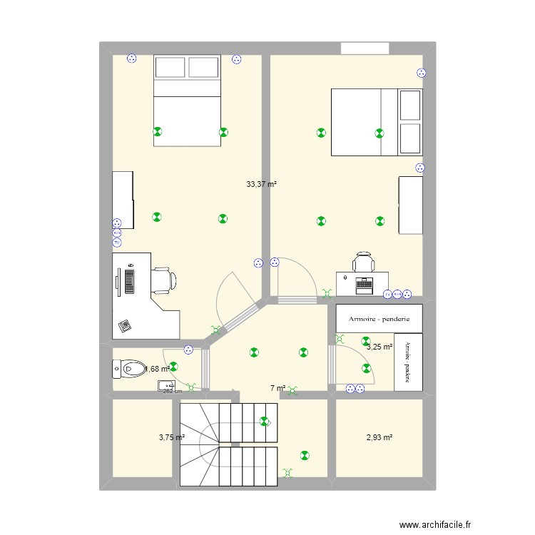 t3 duplex 1er etage modifie2. Plan de 0 pièce et 0 m2
