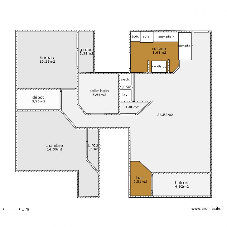 mon condo actuel. Plan de 0 pièce et 0 m2