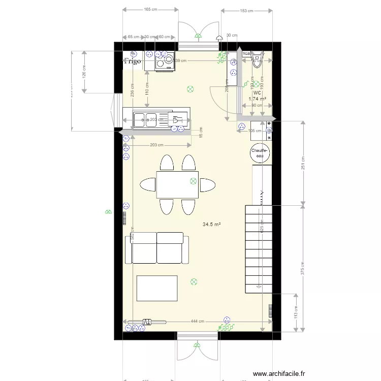 Loc 2 rdc. Plan de 
