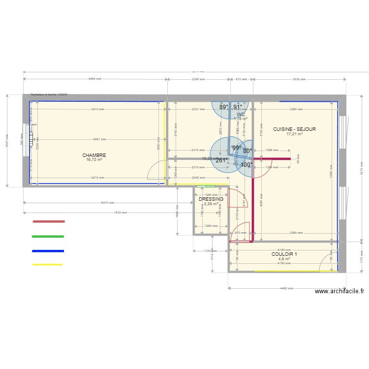 RENOVATION SAINT VALLIER PLAN ACTUEL. Plan de 6 pièces et 53 m2