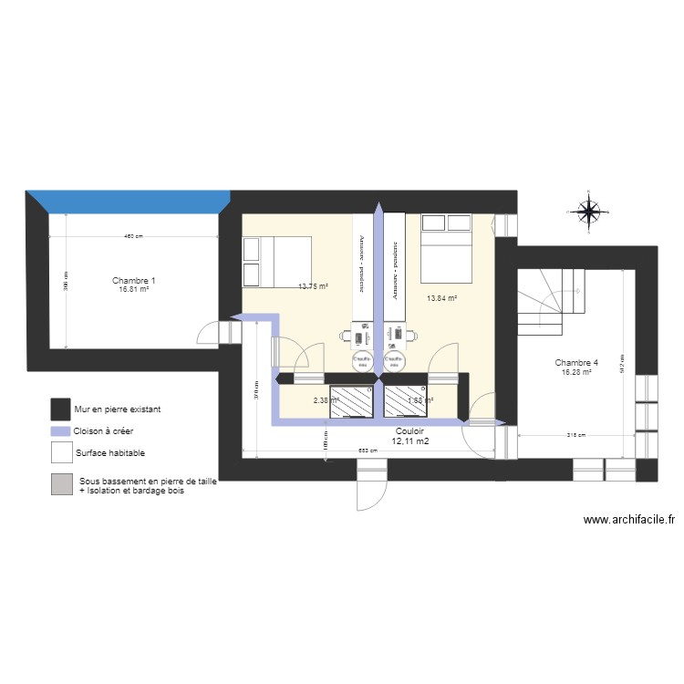 chambre different. Plan de 0 pièce et 0 m2