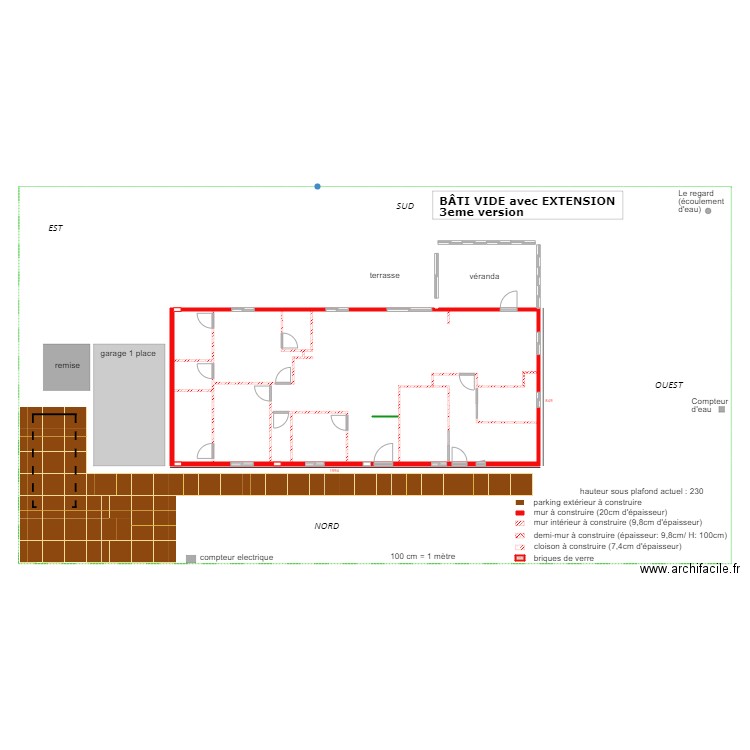 BÂTI VIDE avec extension 3eme version. Plan de 0 pièce et 0 m2