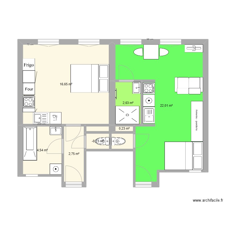 plan A le dôme . Plan de 7 pièces et 50 m2