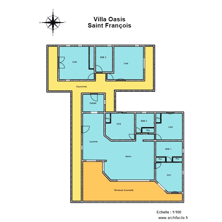 Maison Guadeloupe Sans surfaces. Plan de 18 pièces et 225 m2