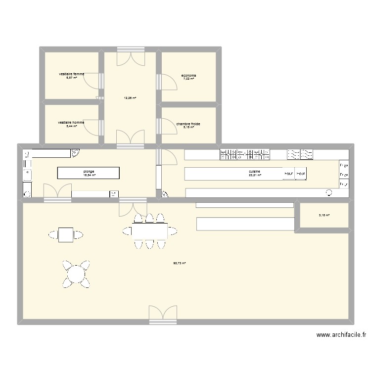 Plan de restaurant . Plan de 9 pièces et 172 m2