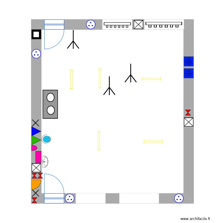 Salle 2. Plan de 1 pièce et 61 m2