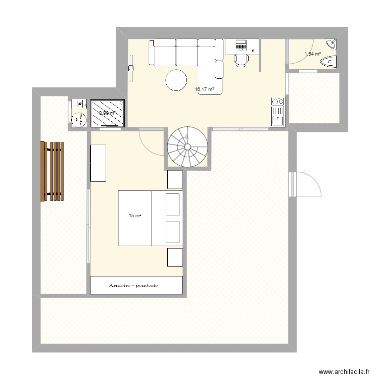 plan terasse. Plan de 6 pièces et 75 m2