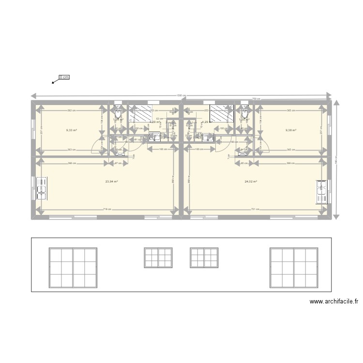 Bézaves sans meubles. Plan de 8 pièces et 78 m2