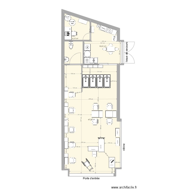 salon coiff. Plan de 0 pièce et 0 m2
