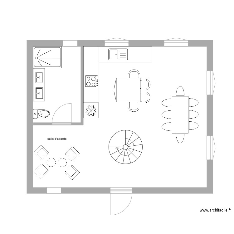cabinet RDC1. Plan de 1 pièce et 42 m2
