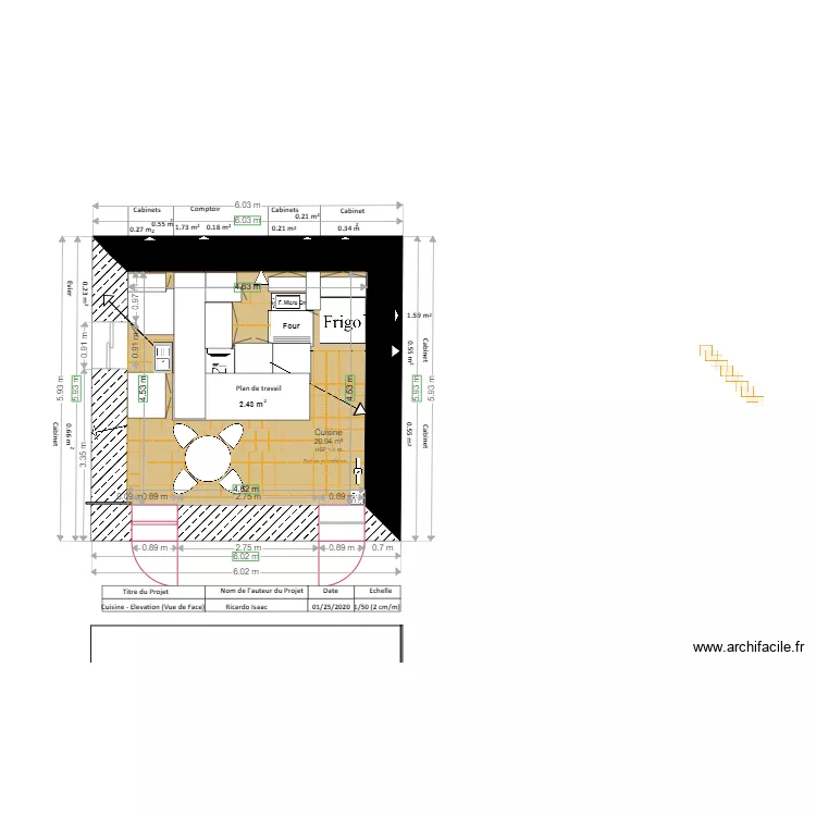 PLAN   CUISINE VUE DE FACE ELEVATION TERMINER 2. Plan de 