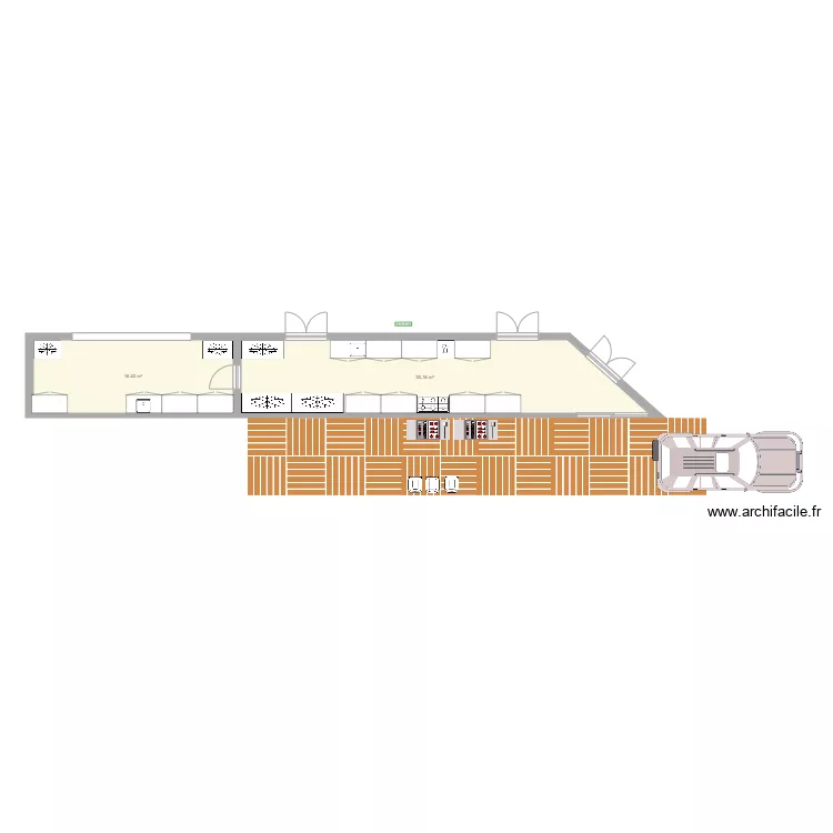 cuisine salles des  f&ecirc;tes. Plan de 