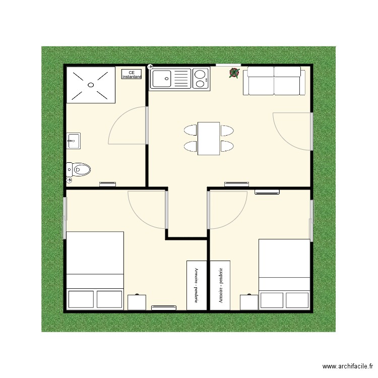 Plan logement d urgence 3 pièces . Plan de 0 pièce et 0 m2