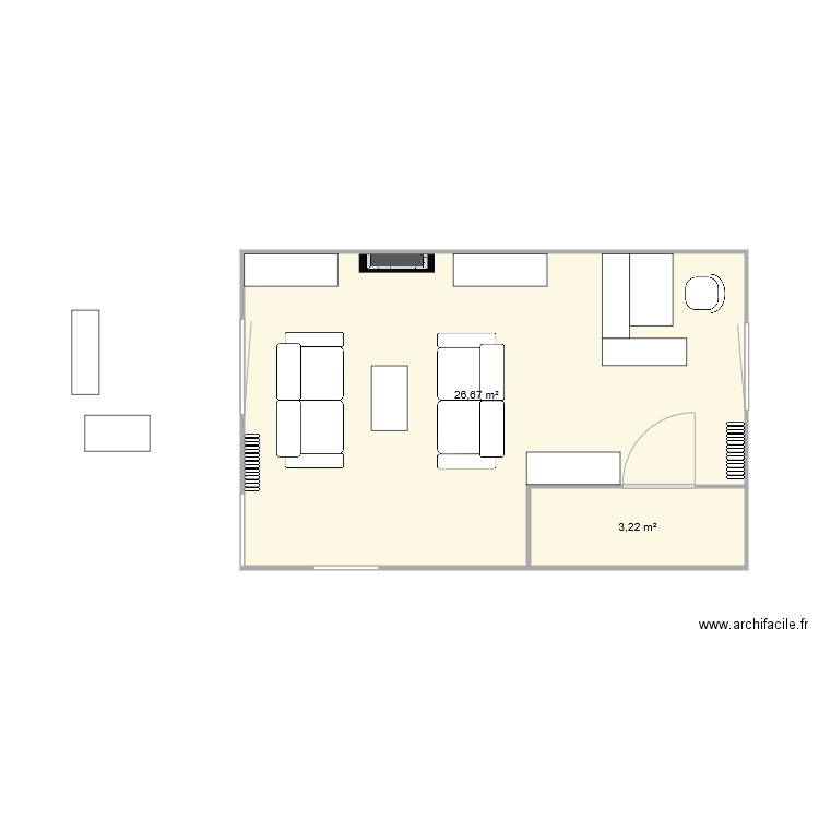 Plan Salon 2. Plan de 2 pièces et 30 m2