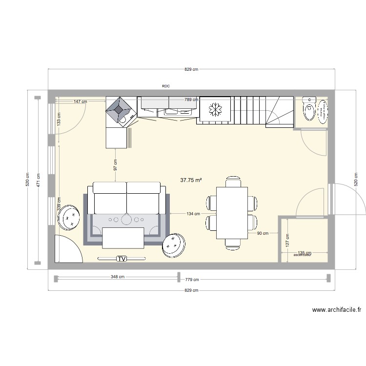 RDC. Plan de 0 pièce et 0 m2