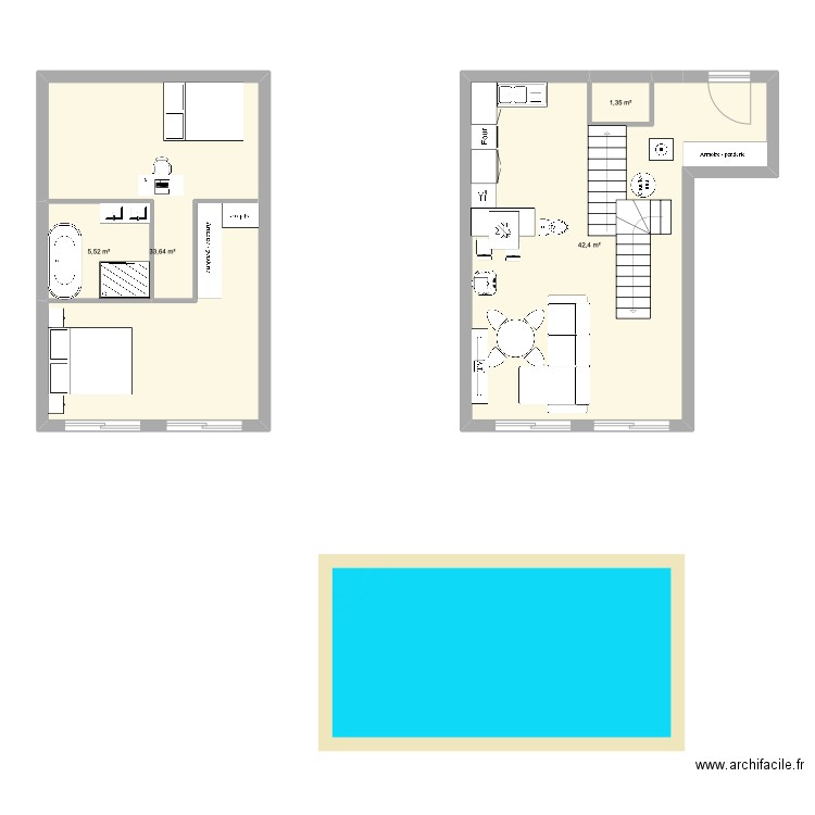 MAISON CAHORS. Plan de 4 pièces et 83 m2